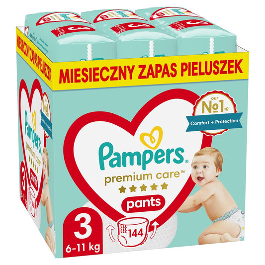 PAMPERS Premium Pants nappies Size 3, 6-11kg, 144pcs Brand Pampers