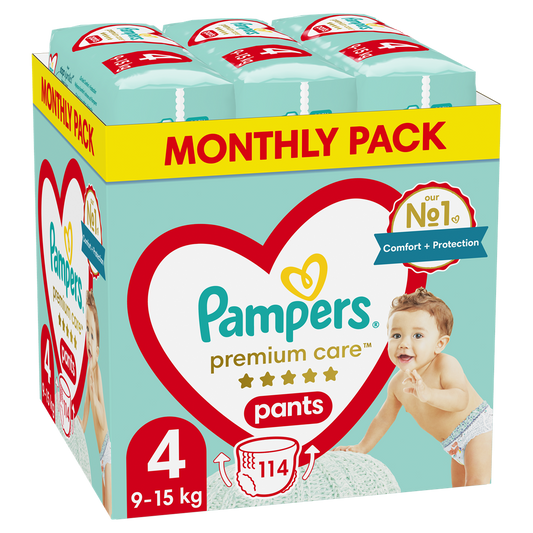 PAMPERS Premium Pants nappies Size 4, 9-15kg, 114pcs Brand Pampers